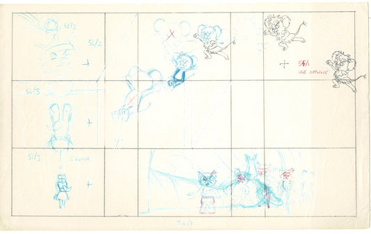 Tom & Jerry Kids Storyboard Hand-drawn Animation Hanna Barbera Babet 1992 S8-010