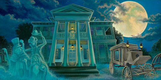 Haunted Mansion Disney World Walt Disney Fine Art Jared Franco Signed Limited Edition of 195 Print on Canvas "The Moon Climbs High"