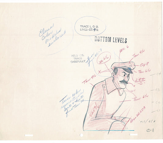 Tintin Adventures of Cartoon Animation Cel Drawings Lot of 2 Herge 1957 to 1964 G-09