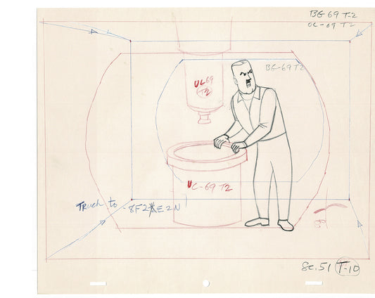 Tintin Adventures of Cartoon Animation Cel Drawing Herge 1957 to 1964 F-01