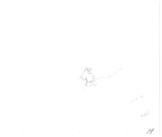 Herge Adventures of TinTin Cartoon Animation Cel Drawing 1957 to 1964 D-57