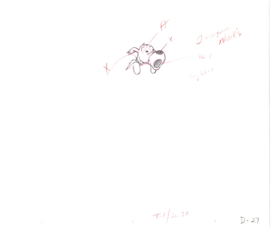 Herge Adventures of TinTin Cartoon Animation Cel Drawing 1957 to 1964 D-70