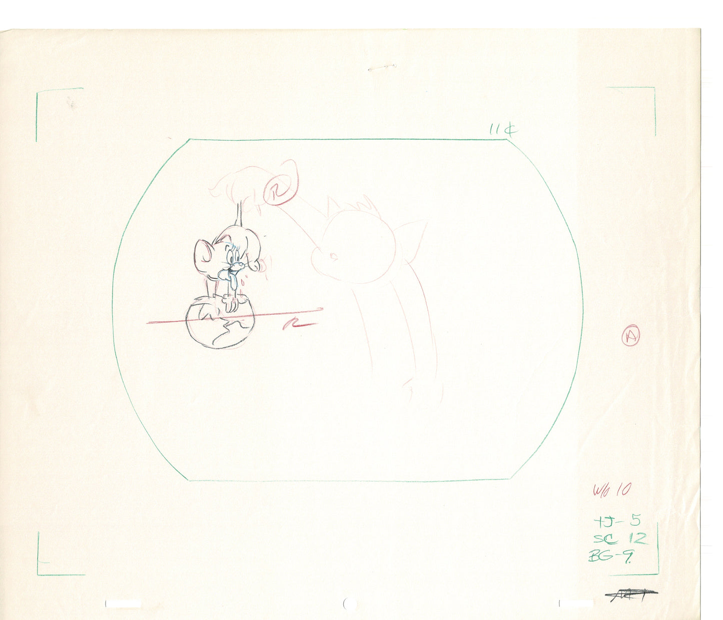 Tom & Jerry 2 LOT of Cartoon Animation Cel Drawings Anime Prop from Filmation 1980-82 OD-39