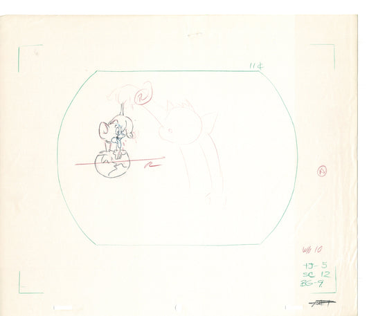 Tom & Jerry 2 LOT of Cartoon Animation Cel Drawings Anime Prop from Filmation 1980-82 OD-39