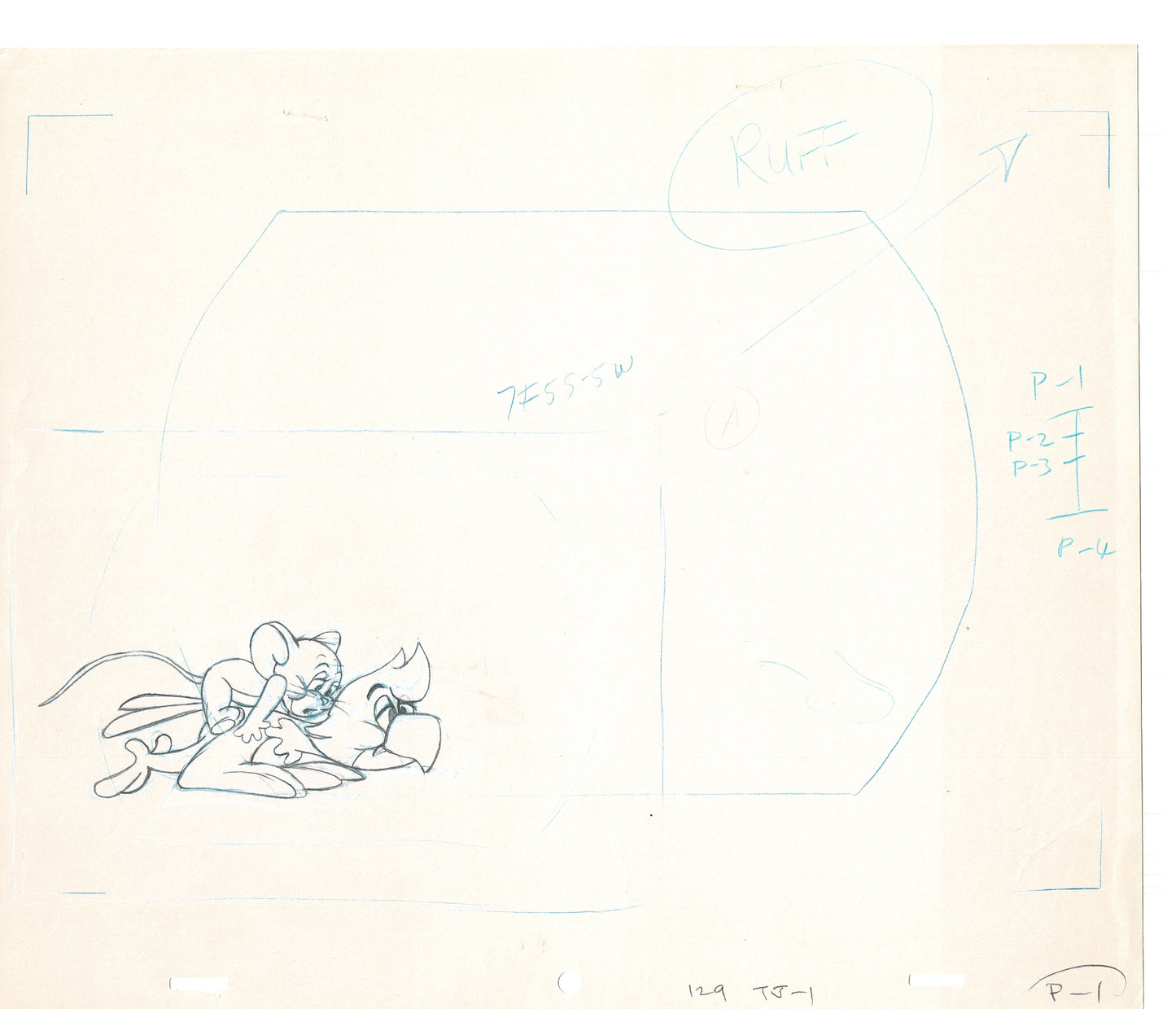 Tom & Jerry 2 LOT of Cartoon Animation Cel Drawings Anime Prop from Filmation 1980-82 OD-41