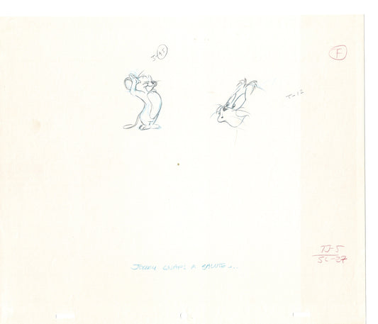 Tom & Jerry 2 LOT of Cartoon Animation Cel Drawings Anime Prop from Filmation 1980-82 TD-05