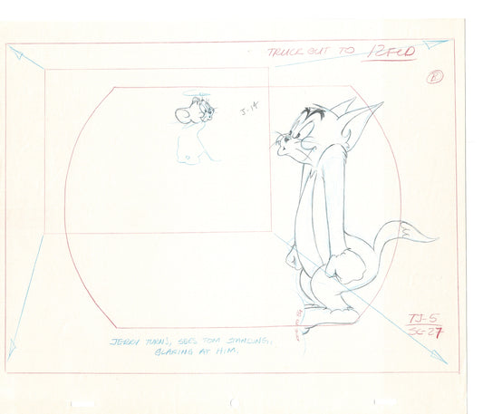 Tom & Jerry 2 LOT of Cartoon Animation Cel Drawings Anime Prop from Filmation 1980-82 TD-09