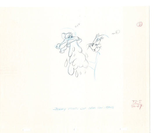 Tom & Jerry 2 LOT of Cartoon Animation Cel Drawings Anime Prop from Filmation 1980-82 TD-13