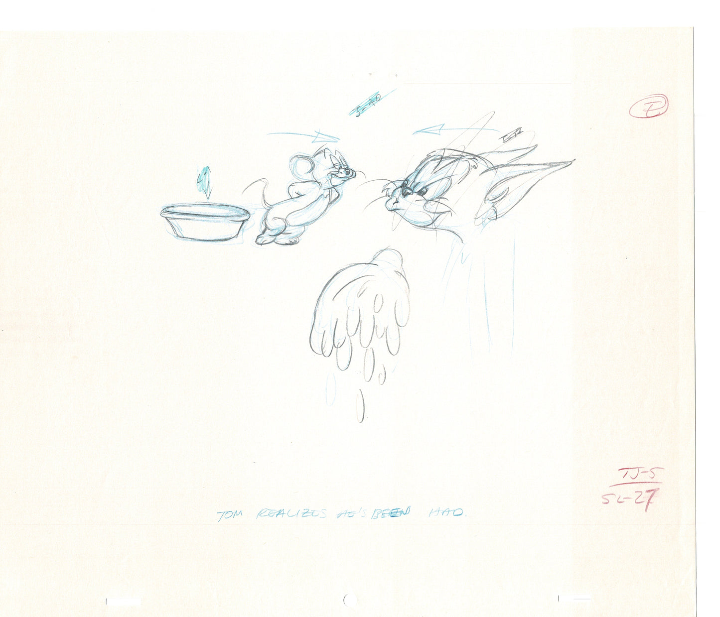 Tom & Jerry 2 LOT of Cartoon Animation Cel Drawings Anime Prop from Filmation 1980-82 TD-15