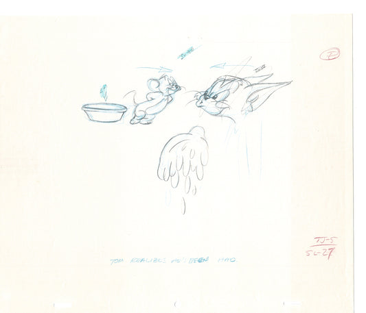 Tom & Jerry 2 LOT of Cartoon Animation Cel Drawings Anime Prop from Filmation 1980-82 TD-15