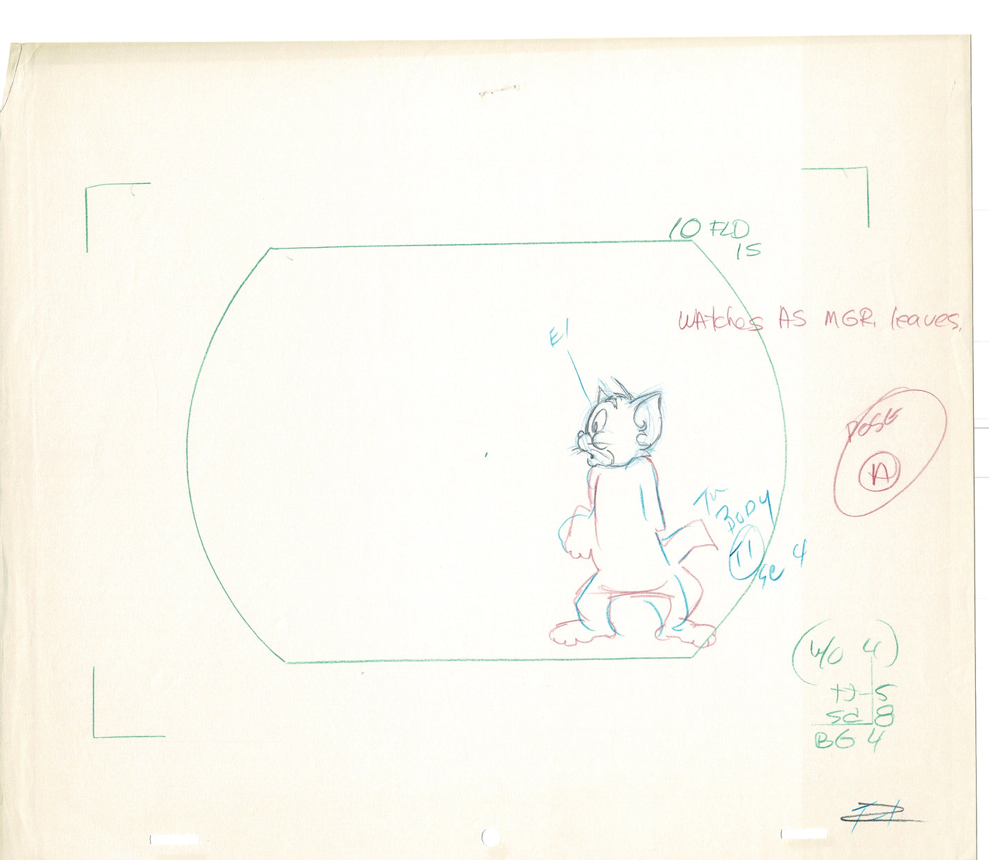 Tom & Jerry 2 LOT of Cartoon Animation Cel Drawings Anime Prop from Filmation 1980-82 TD-37