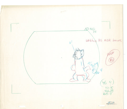 Tom & Jerry 2 LOT of Cartoon Animation Cel Drawings Anime Prop from Filmation 1980-82 TD-37
