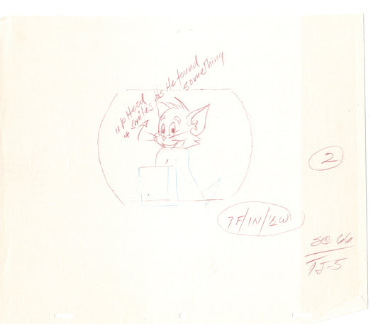 Tom & Jerry 2 LOT of Cartoon Animation Cel Drawings Anime Prop from Filmation 1980-82 TD-41