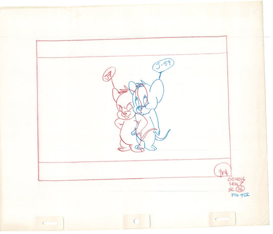 TOM AND JERRY The Movie Original Production Drawing Hanna Barbera 1992 Drawn by and from Estate of Animator Phil Babet b24