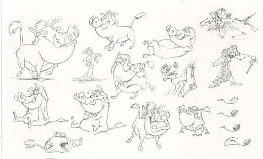 LION KING Timon Pumbaa Disney Production Animation Drawing Animators Estate 2