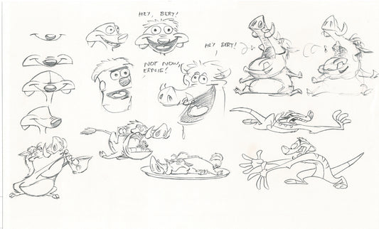 LION KING Timon n Pumbaa Disney Production Animation Drawing from Animator Wendell Washer's Estate 3