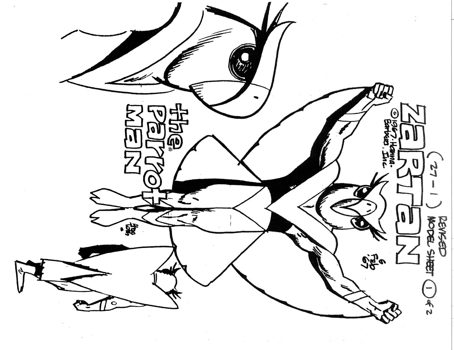 Alex Toth Micro-venture and Jabberjaw Model Sheet Copy Lot of 13 pages of the Cartoon by Hanna Barbera