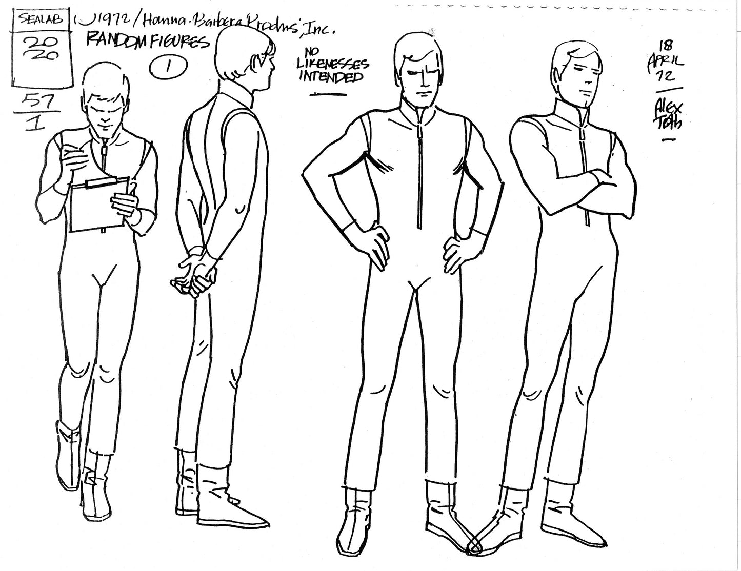 Alex Toth Sealab 2020 Model Sheet Copy Lot of 39 pages of the Cartoon by Hanna Barbera