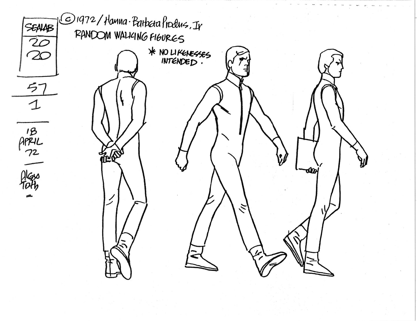 Alex Toth Sealab 2020 Model Sheet Copy Lot of 39 pages of the Cartoon by Hanna Barbera