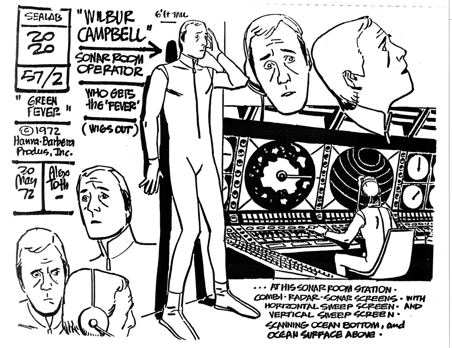 Alex Toth Sealab 2020 Model Sheet Copy Lot of 39 pages of the Cartoon by Hanna Barbera