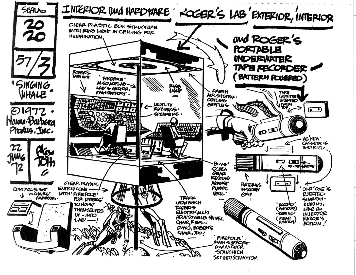 Alex Toth Sealab 2020 Model Sheet Copy Lot of 39 pages of the Cartoon by Hanna Barbera