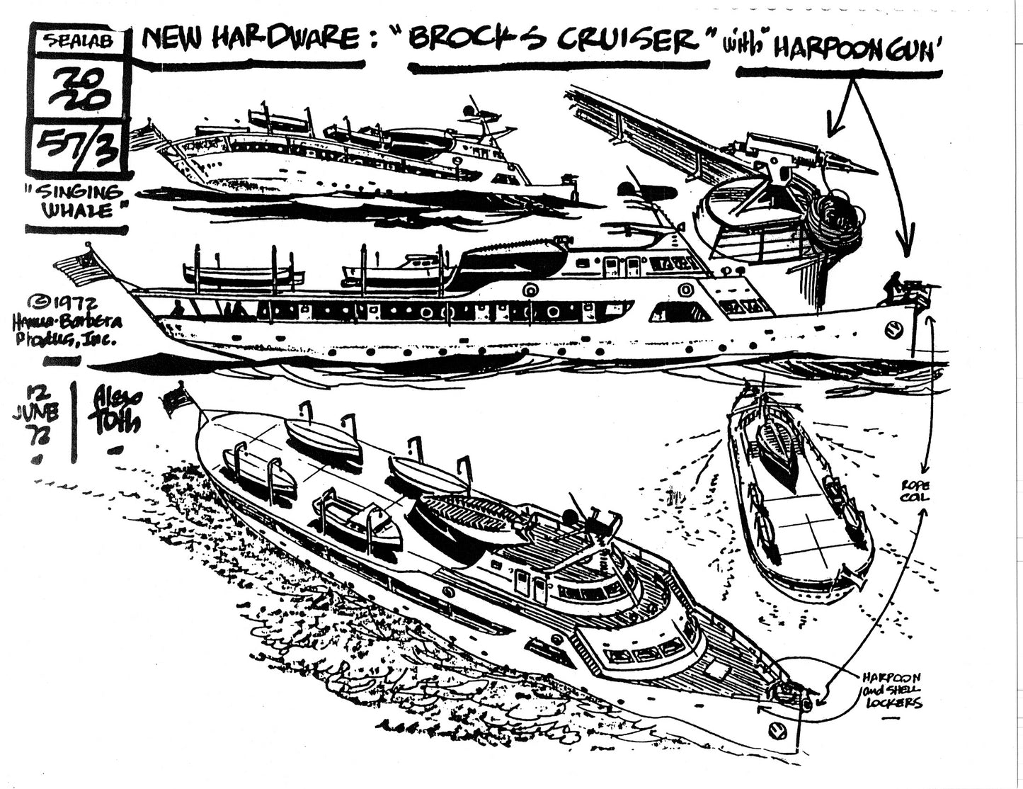 Alex Toth Sealab 2020 Model Sheet Copy Lot of 39 pages of the Cartoon by Hanna Barbera