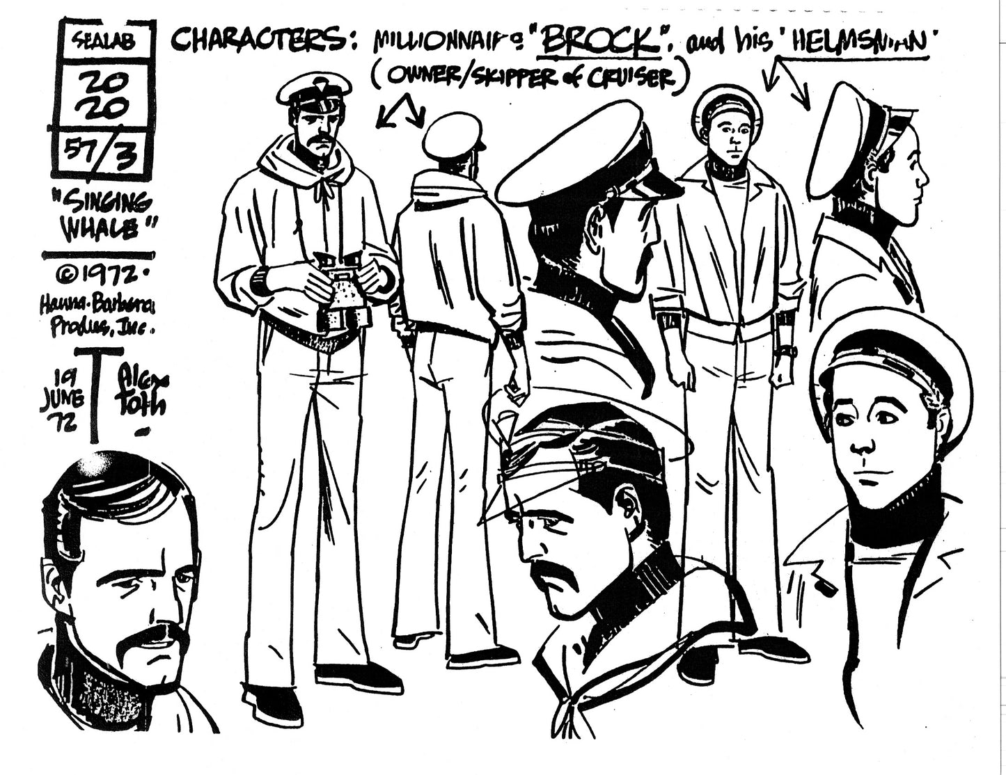 Alex Toth Sealab 2020 Model Sheet Copy Lot of 39 pages of the Cartoon by Hanna Barbera