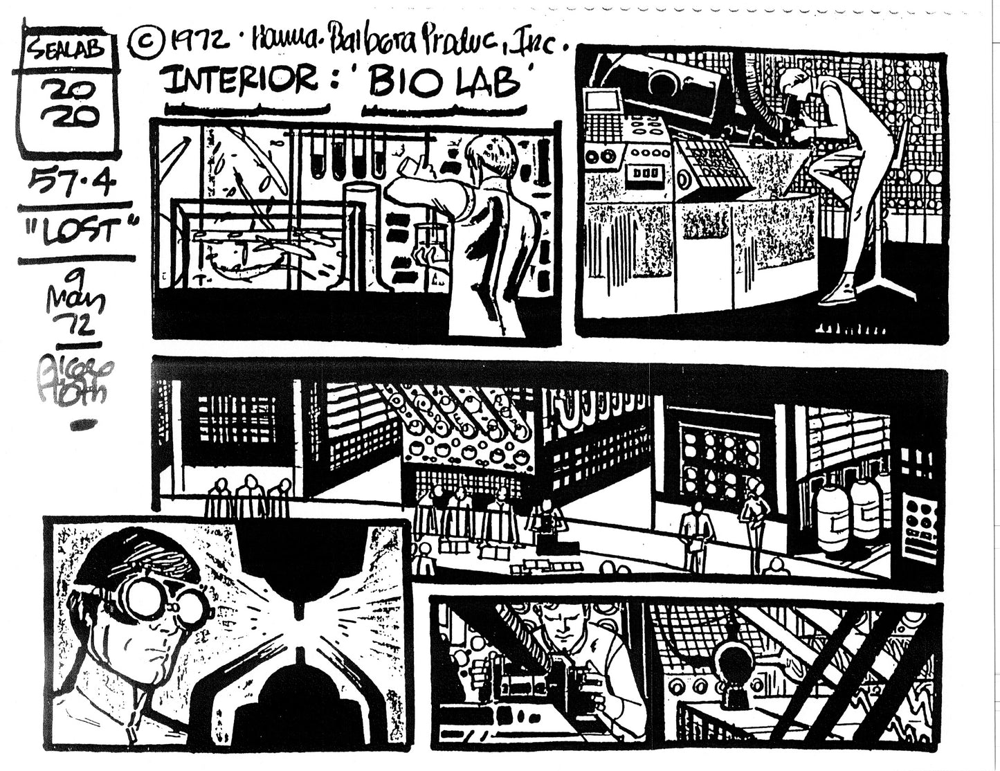 Alex Toth Sealab 2020 Model Sheet Copy Lot of 39 pages of the Cartoon by Hanna Barbera