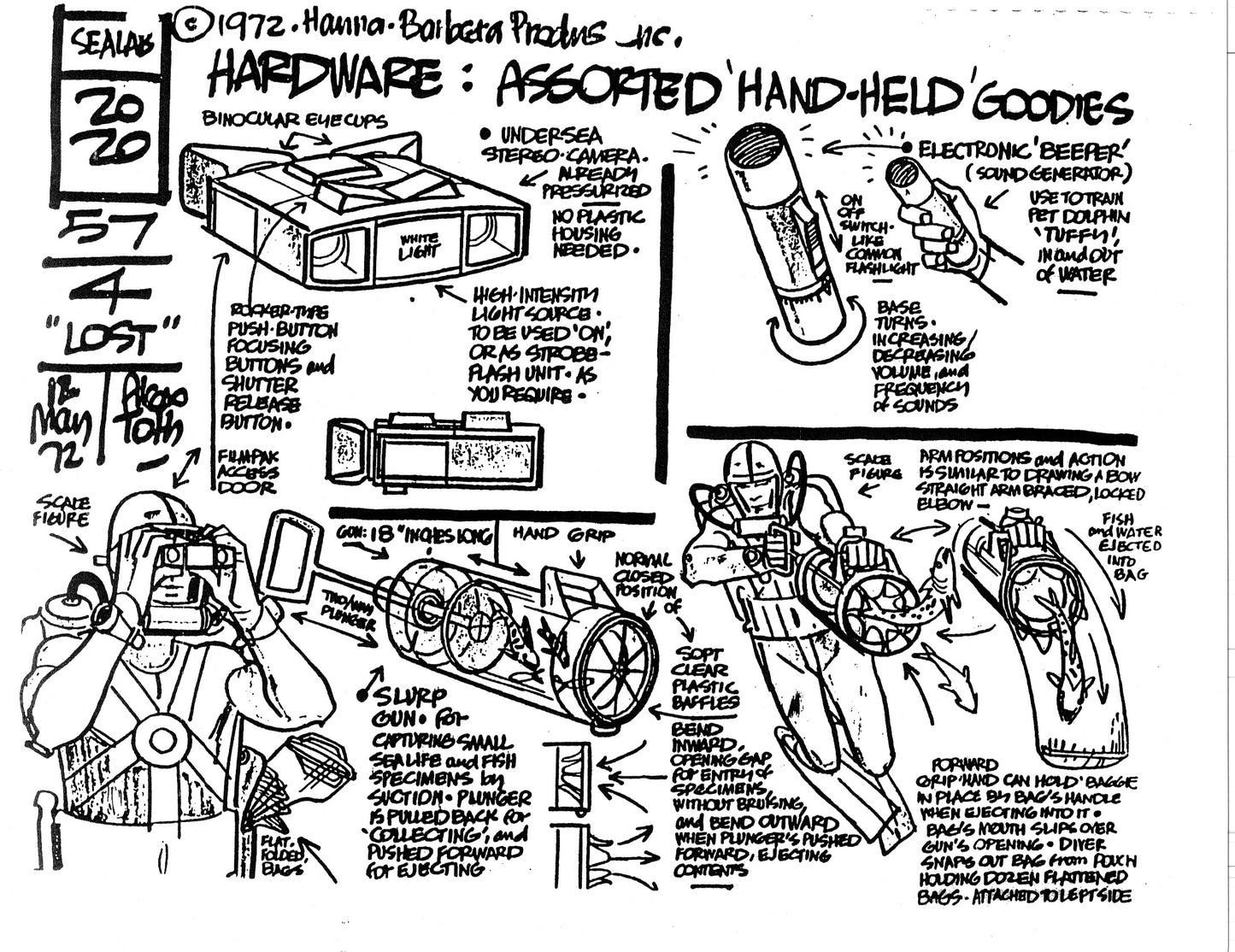 Alex Toth Sealab 2020 Model Sheet Copy Lot of 39 pages of the Cartoon by Hanna Barbera
