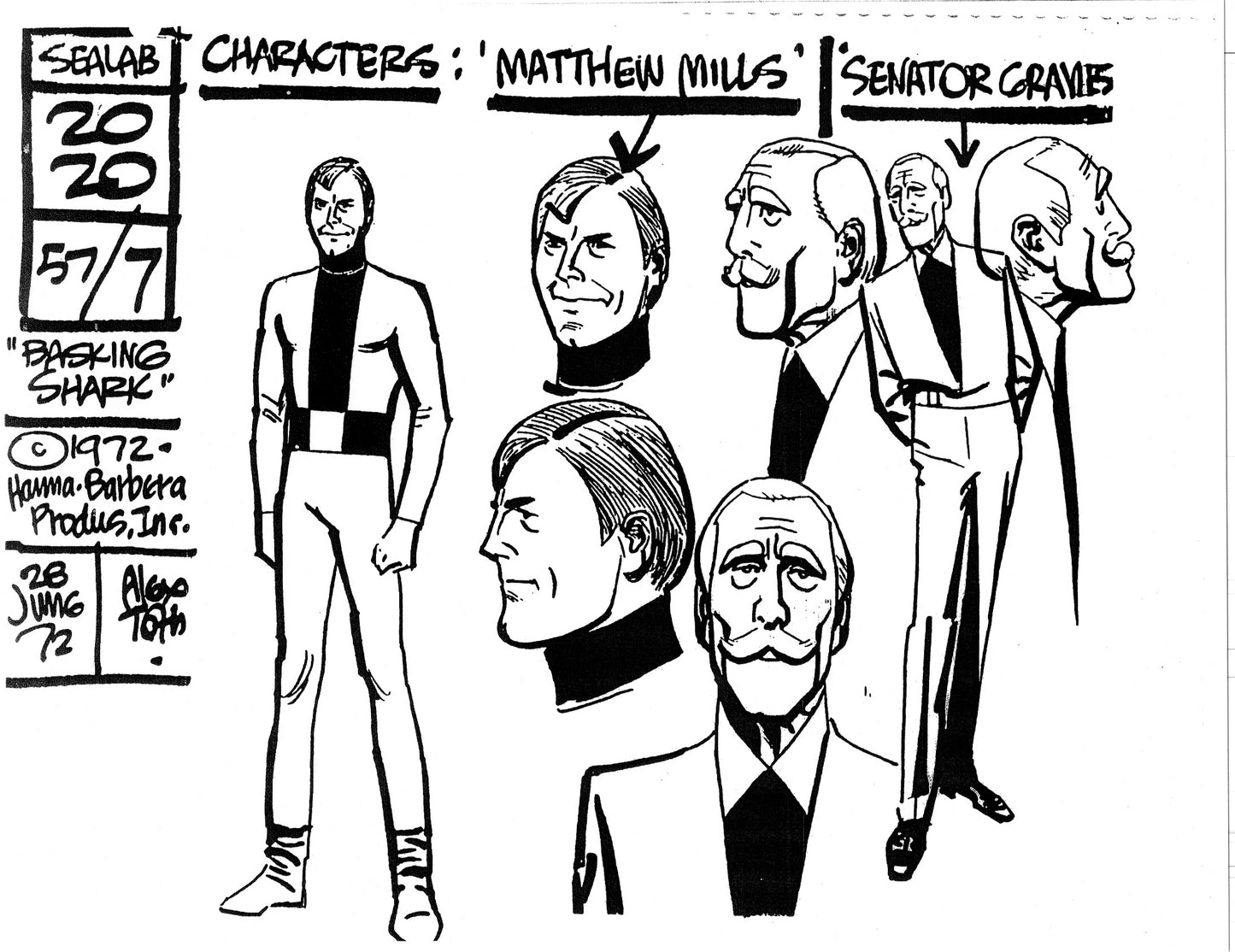 Alex Toth Sealab 2020 Model Sheet Copy Lot of 35 pages of the Cartoon by Hanna Barbera 2