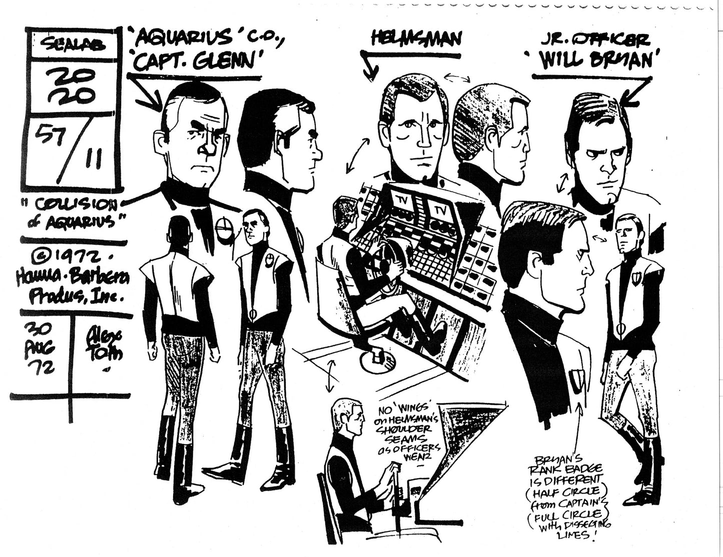 Alex Toth Sealab 2020 Model Sheet Copy Lot of 35 pages of the Cartoon by Hanna Barbera 2