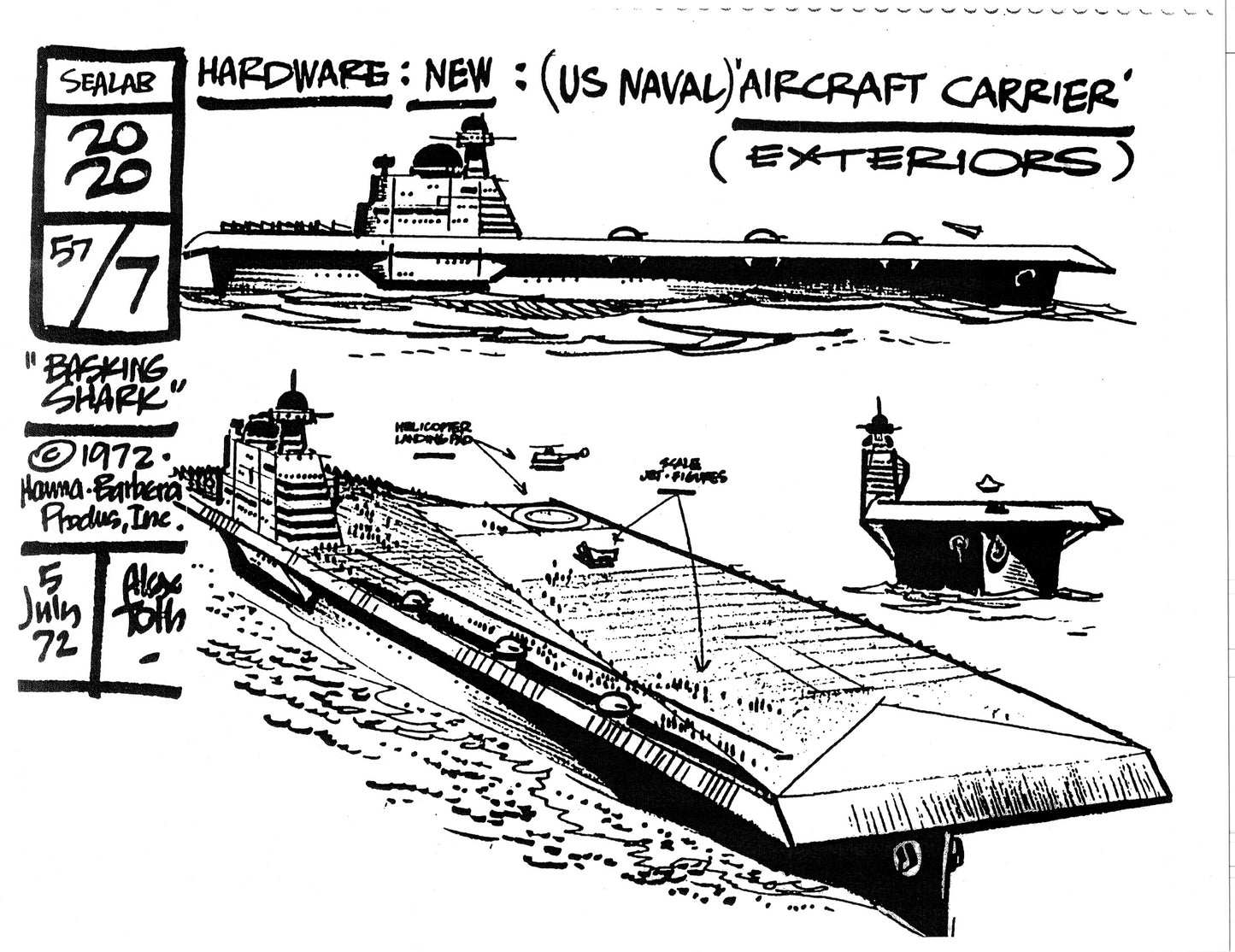 Alex Toth Sealab 2020 Model Sheet Copy Lot of 35 pages of the Cartoon by Hanna Barbera 2