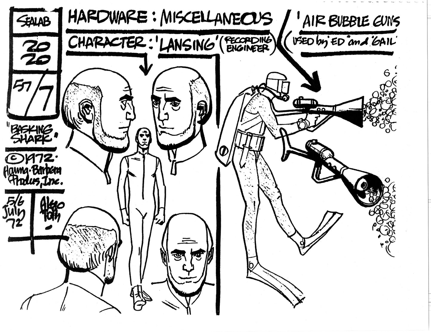 Alex Toth Sealab 2020 Model Sheet Copy Lot of 35 pages of the Cartoon by Hanna Barbera 2