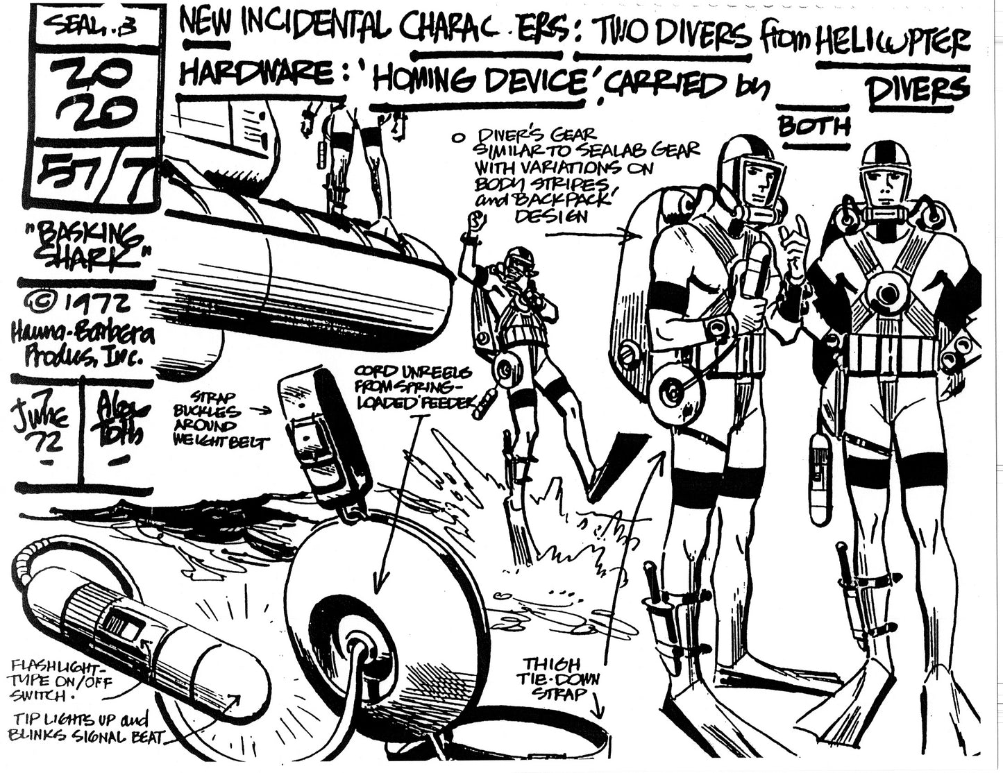 Alex Toth Sealab 2020 Model Sheet Copy Lot of 35 pages of the Cartoon by Hanna Barbera 2