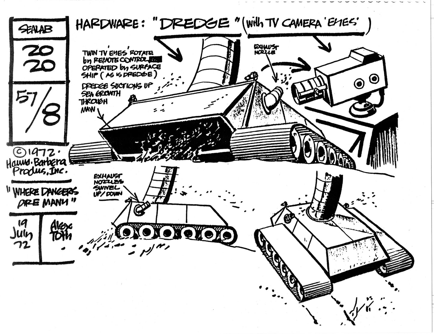 Alex Toth Sealab 2020 Model Sheet Copy Lot of 35 pages of the Cartoon by Hanna Barbera 2