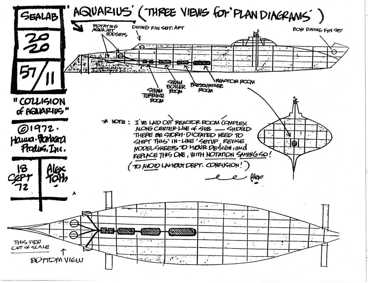 Alex Toth Sealab 2020 Model Sheet Copy Lot of 35 pages of the Cartoon by Hanna Barbera 2