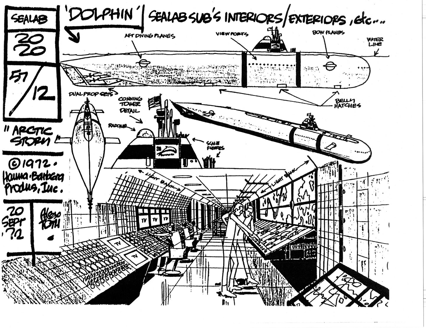 Alex Toth Sealab 2020 Model Sheet Copy Lot of 35 pages of the Cartoon by Hanna Barbera 2