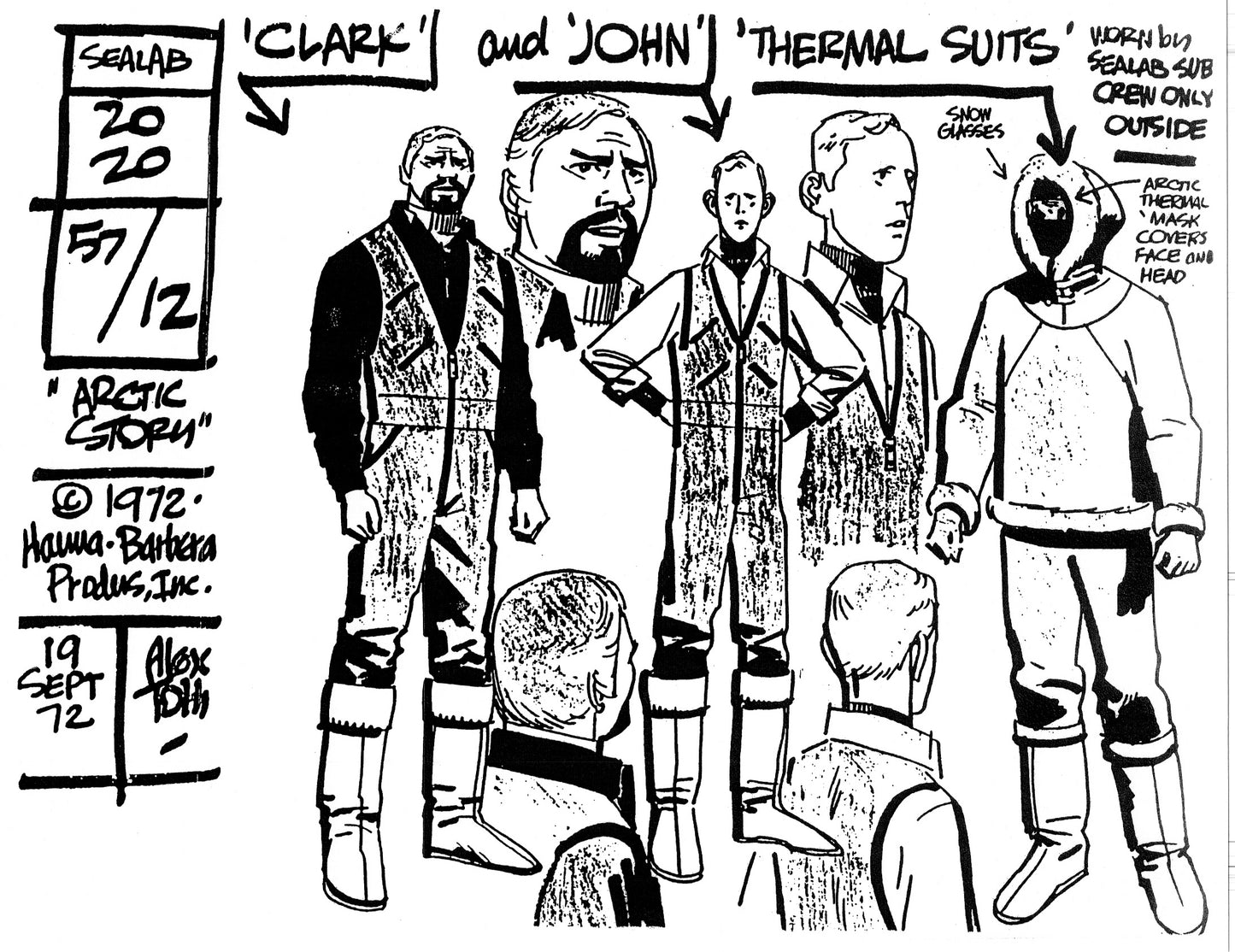 Alex Toth Sealab 2020 Model Sheet Copy Lot of 35 pages of the Cartoon by Hanna Barbera 2