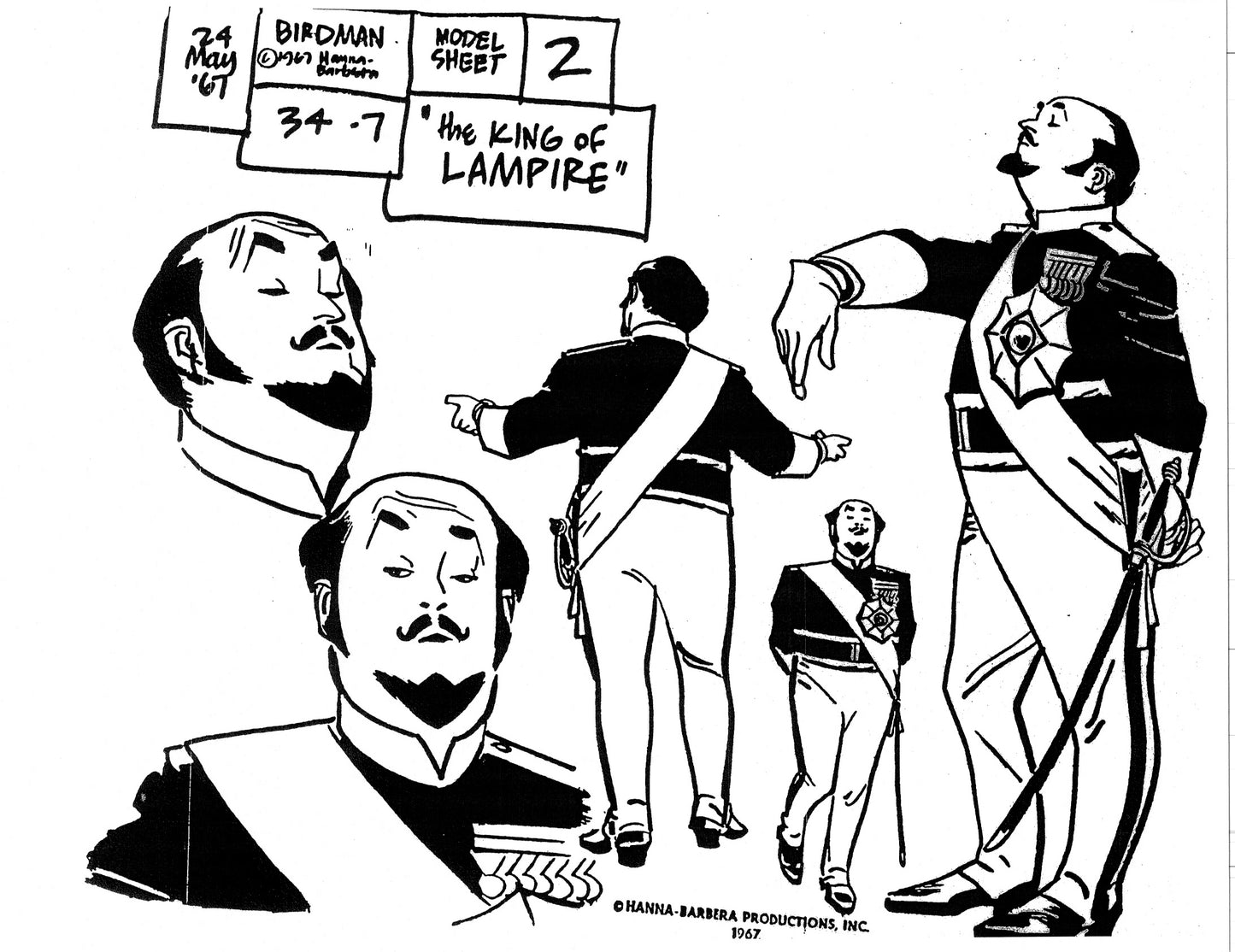 Alex Toth Birdman Model Sheet Copy Lot of 51 pages of 1967 Cartoon Hanna Barbera