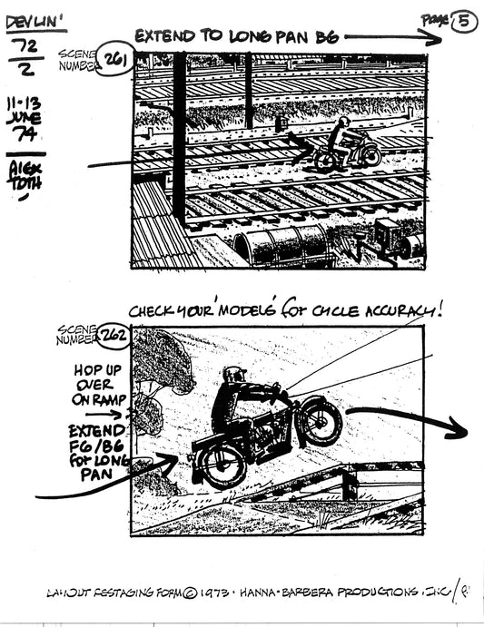 Alex Toth Devlin Model Sheet Copy Lot of 19 pages of 1974 Cartoon Hanna Barbera