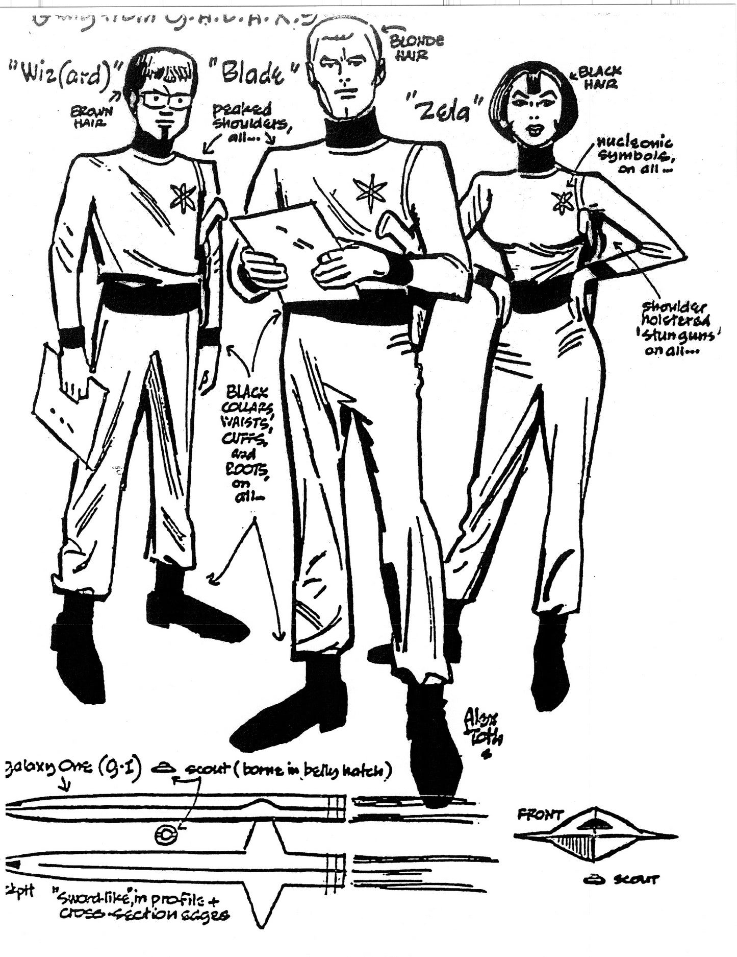 Alex Toth Galaxy Trio Model Sheet Copy Lot of 22 pages 1967 Cartoon Hanna Barbera