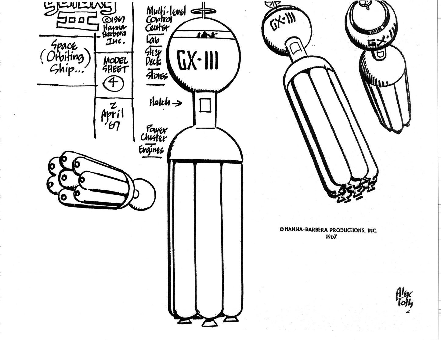 Alex Toth Galaxy Trio Model Sheet Copy Lot of 22 pages 1967 Cartoon Hanna Barbera