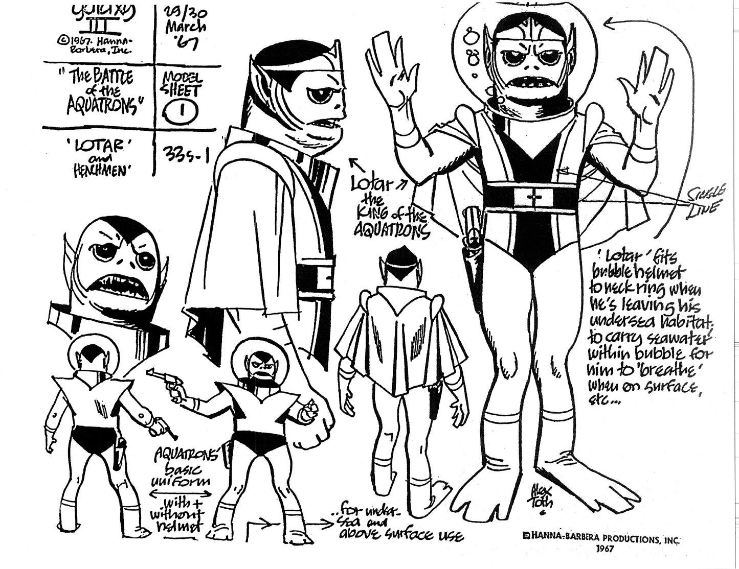 Alex Toth Galaxy Trio Model Sheet Copy Lot of 22 pages 1967 Cartoon Hanna Barbera