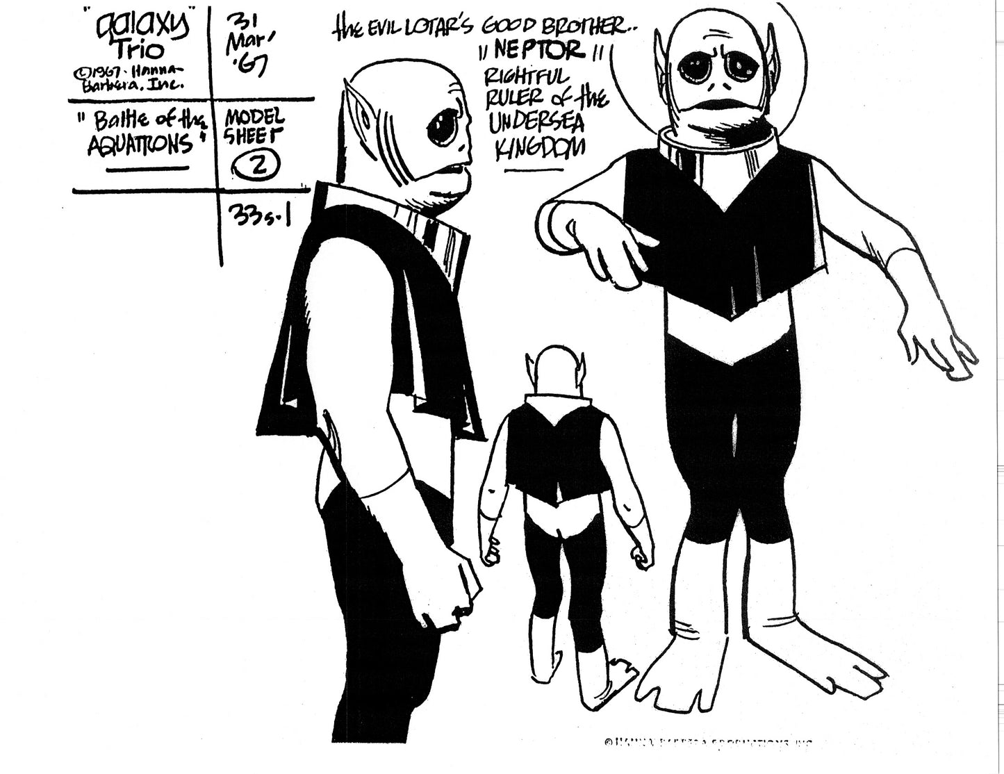 Alex Toth Galaxy Trio Model Sheet Copy Lot of 22 pages 1967 Cartoon Hanna Barbera