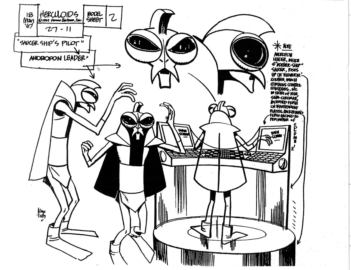 Alex Toth Herculoids Model Sheet Copy Lot 34 pages 1967 Cartoon Hanna Barbera