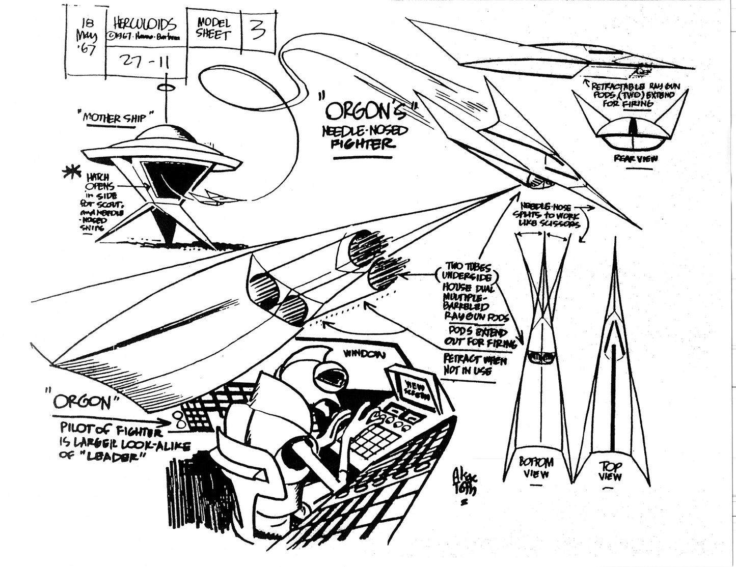 Alex Toth Herculoids Model Sheet Copy Lot 34 pages 1967 Cartoon Hanna Barbera