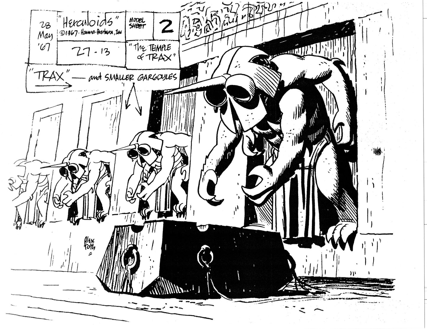 Alex Toth Herculoids Model Sheet Copy Lot 34 pages 1967 Cartoon Hanna Barbera