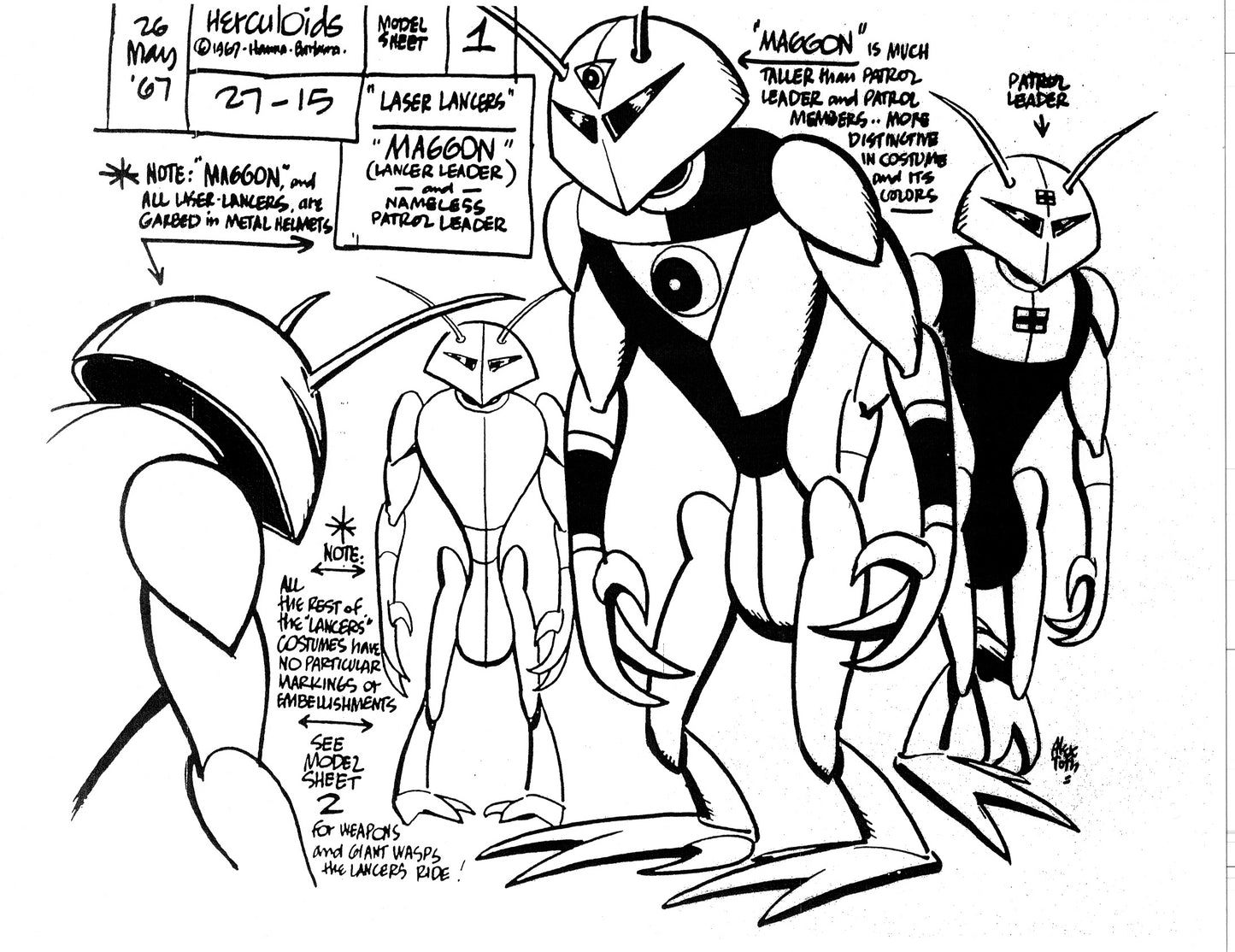 Alex Toth Herculoids Model Sheet Copy Lot 34 pages 1967 Cartoon Hanna Barbera