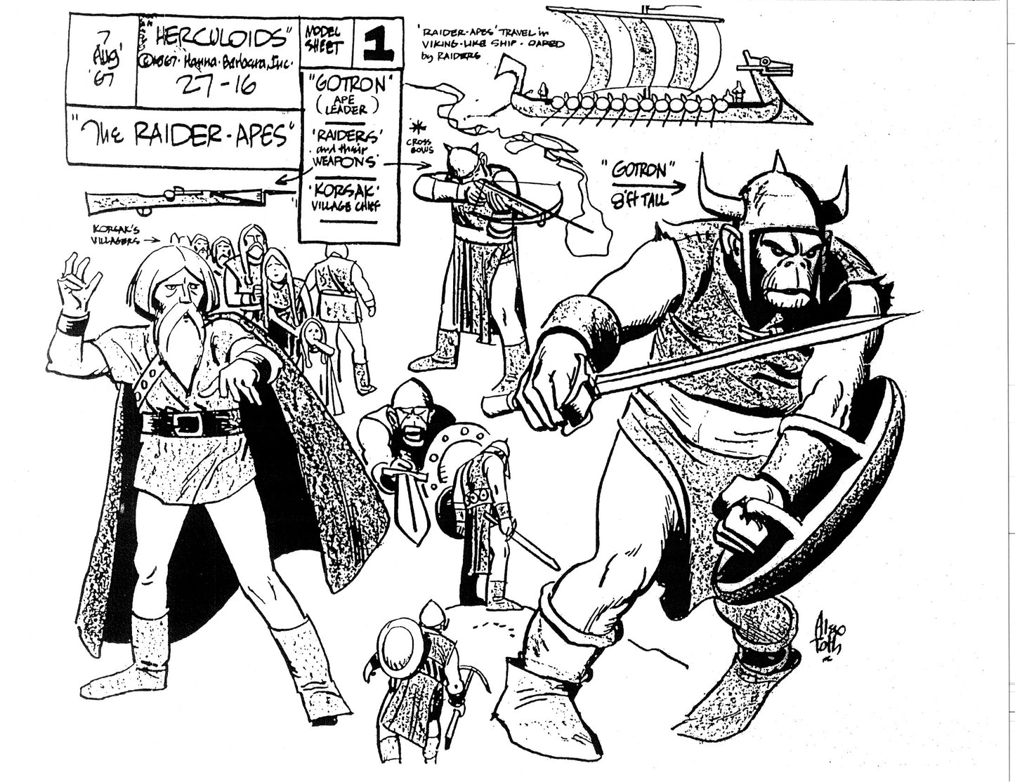 Alex Toth Herculoids Model Sheet Copy Lot 34 pages 1967 Cartoon Hanna Barbera