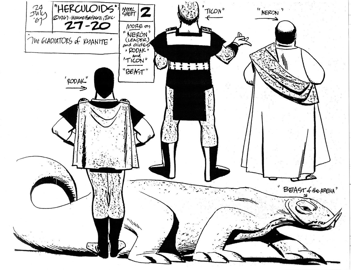 Alex Toth Herculoids Model Sheet Copy Lot 34 pages 1967 Cartoon Hanna Barbera